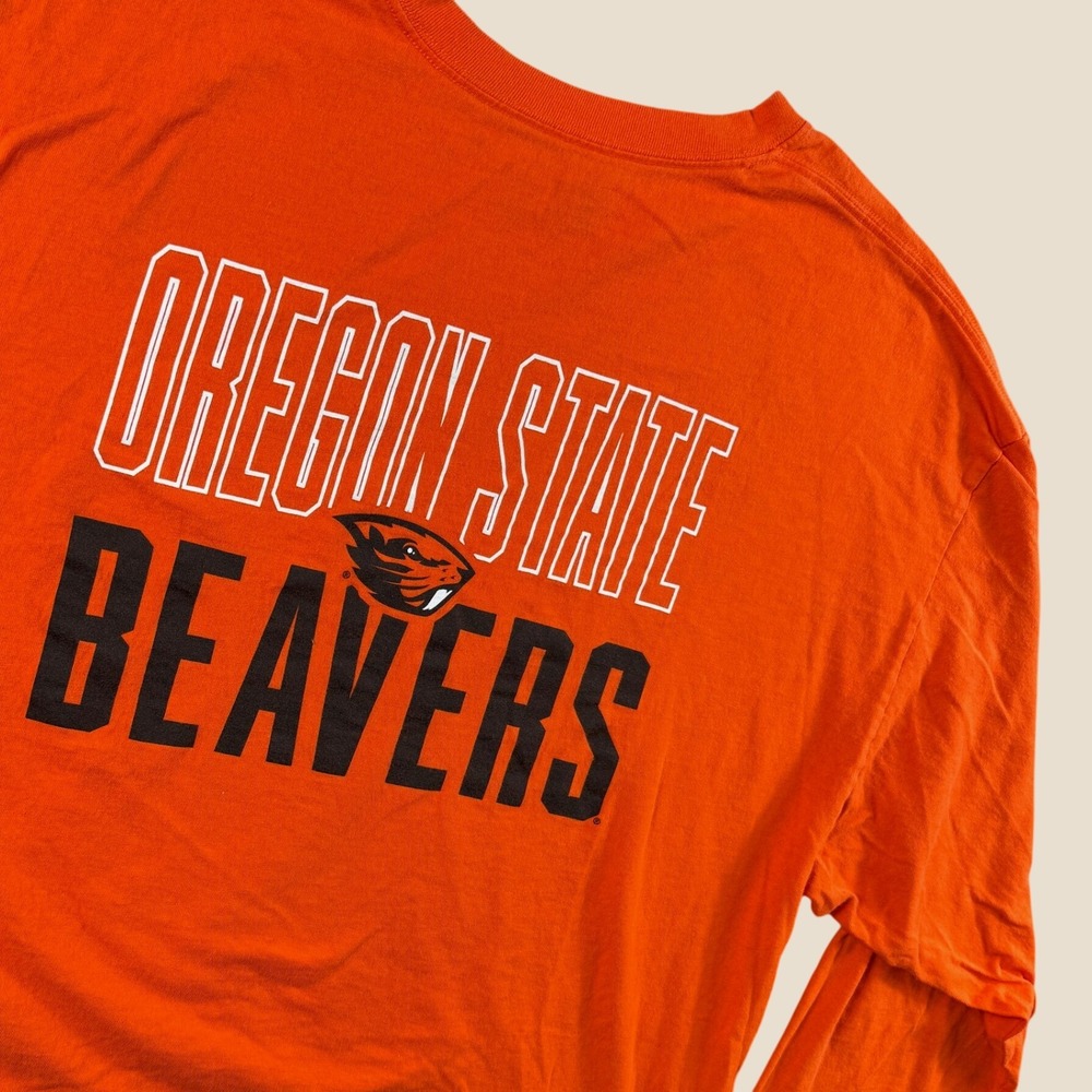 Russell Oregon State Beavers Men 2XL Orange Long Sleeve Graphic T-Shirt NCAA Fan